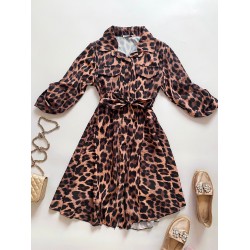 Rochie de zi ieftina neagra cu imprimeu animal print