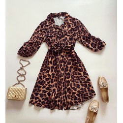 Rochie de zi ieftina neagra cu imprimeu animal print