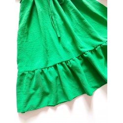 Rochie de zi scurta verde cu volanase la maneci