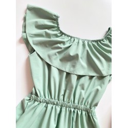Rochie de zi scurta khaki cu volanase pe umeri