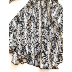 Rochie de zi ieftina gri stil camasa cu imprimeu snake print