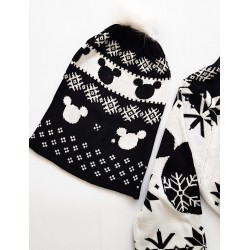Compleu dama ieftin din tricot negru minunat compus din rochie, caciula si jambiere Craciun Head