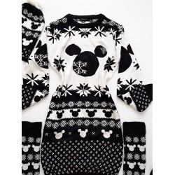 Compleu dama ieftin din tricot negru minunat compus din rochie, caciula si jambiere Craciun Head