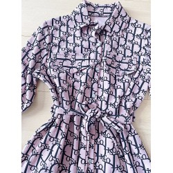 Rochie dama ieftina casual alba tip camasa cu imprimeu Litere