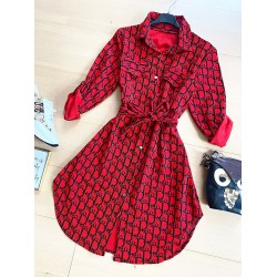 Rochie dama ieftina casual rosie tip camasa cu imprimeu Litere