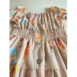 Rochie midi de vara lejera cu imprimeu floral de culoare crem