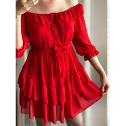 Rochie dama ieftina de zi scurta cu volanase - superba pentru orice ocazie!