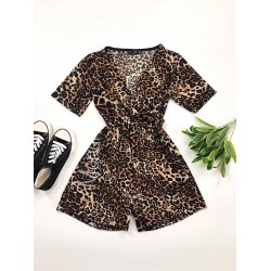 Salopeta casual scurta de vara cu model animal print