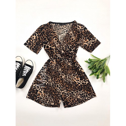 Salopeta casual scurta de vara cu model animal print