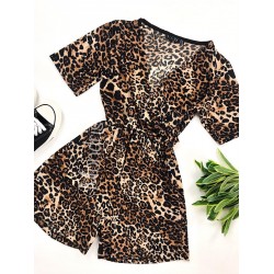 Salopeta casual scurta de vara cu model animal print