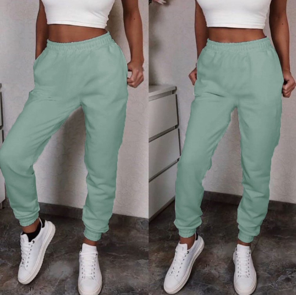 Sandy Berri valve Pantaloni dama lungi verzi de tip jogger din bumbac cu elastic si buzunare  — Euforia-Mall.ro